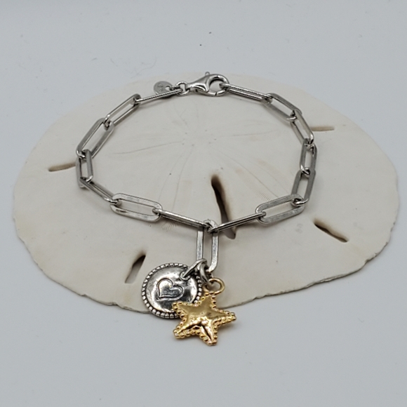 PZ Jewelry - PZ Israel Sterling Paperclip Link Charm Bracelet